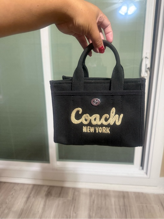 Coach Handbags - Coach New York Black Canvas Mini Tote with Gold Logo